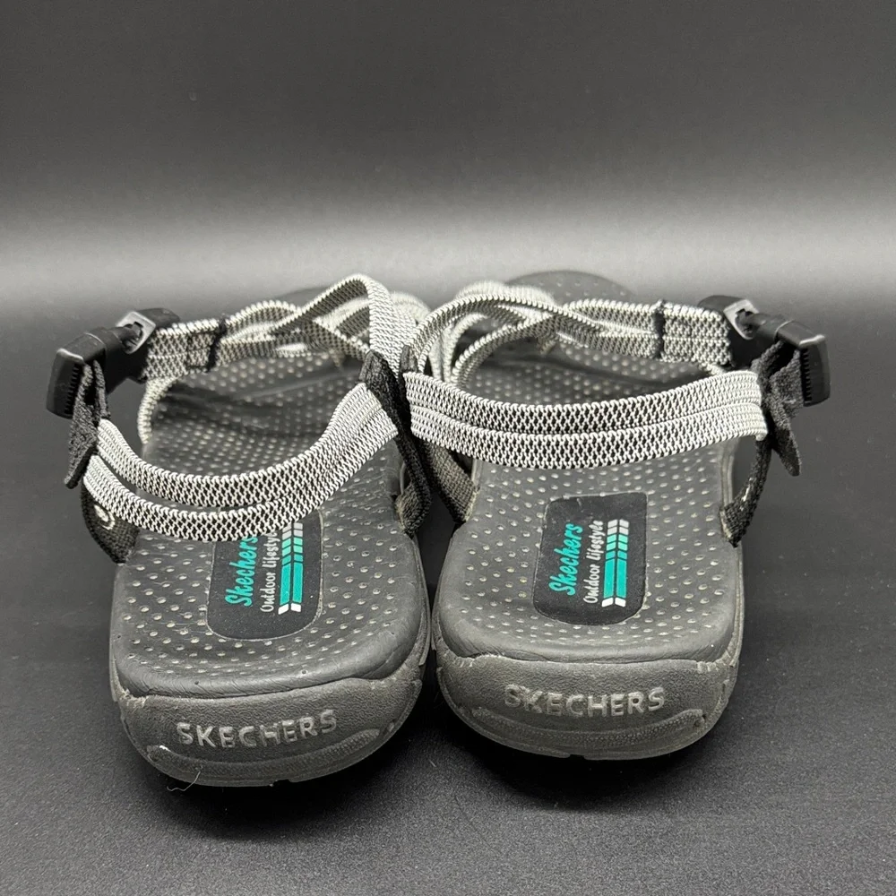 Skechers Women's Black and Gray Strappy Sandals Sz 9 - Picture 4 of 7